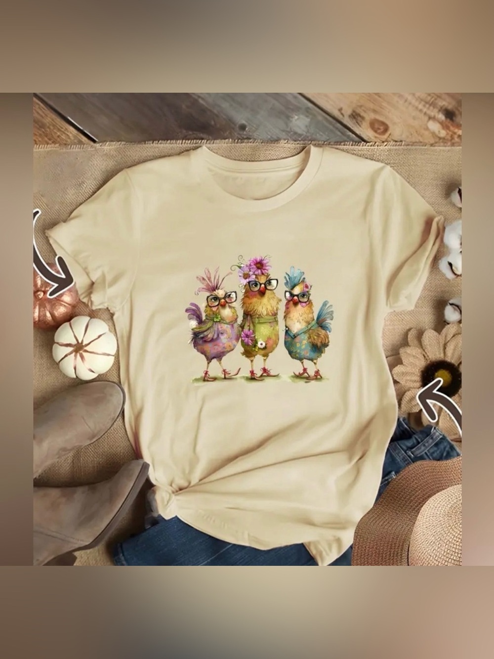 Digiprint Apparel - New No Tags - 2XL -Chickens Charming  Cream Graphic Tee